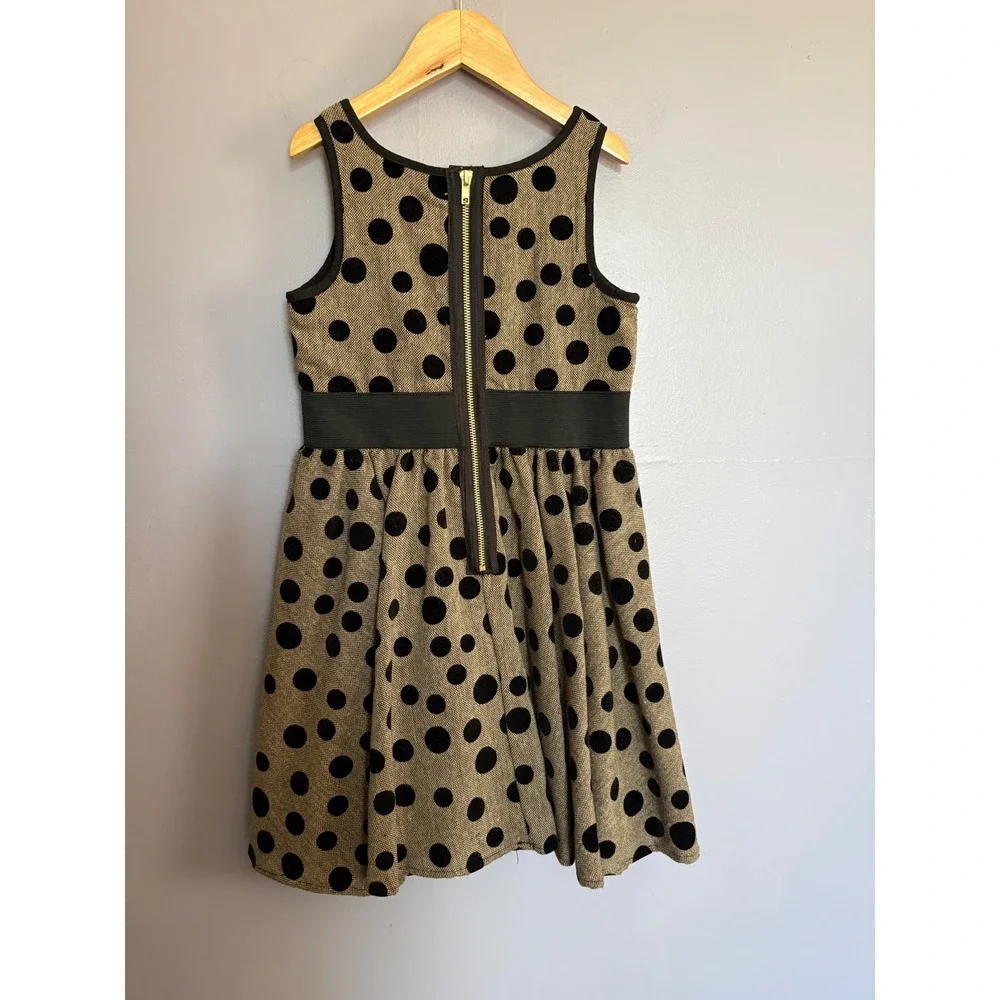 Pippa & Julie Girls Brown Black Polka‎ Dot Tweed Party Dress Size 8